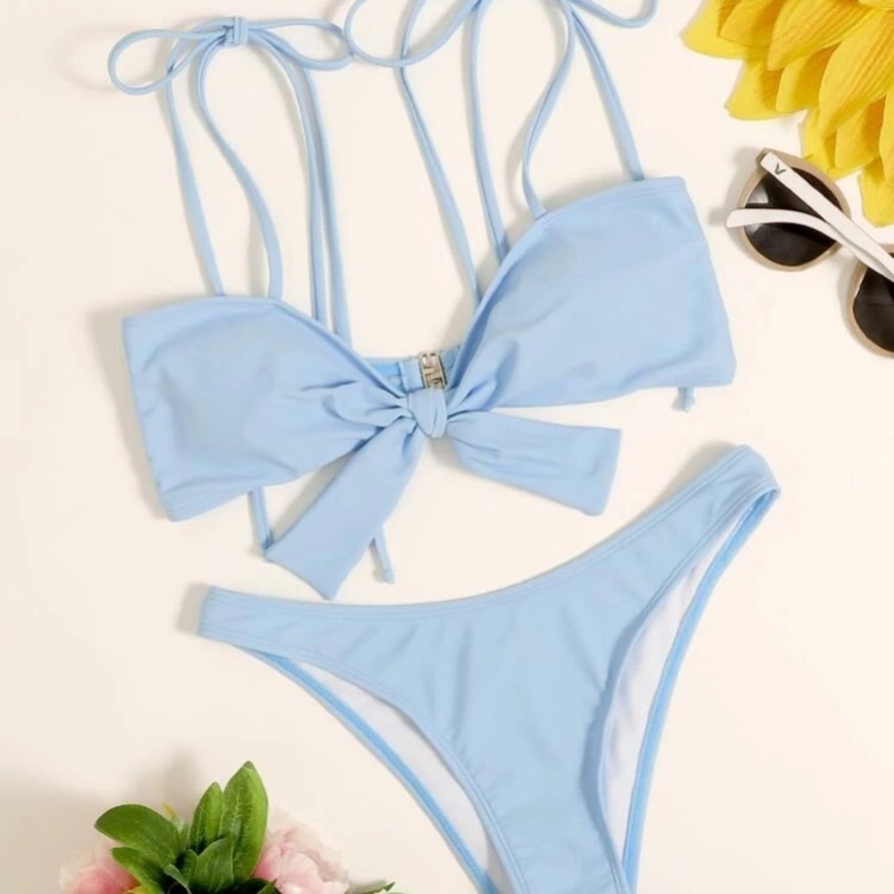 Bikini set size M knot front swimsuit size M blue